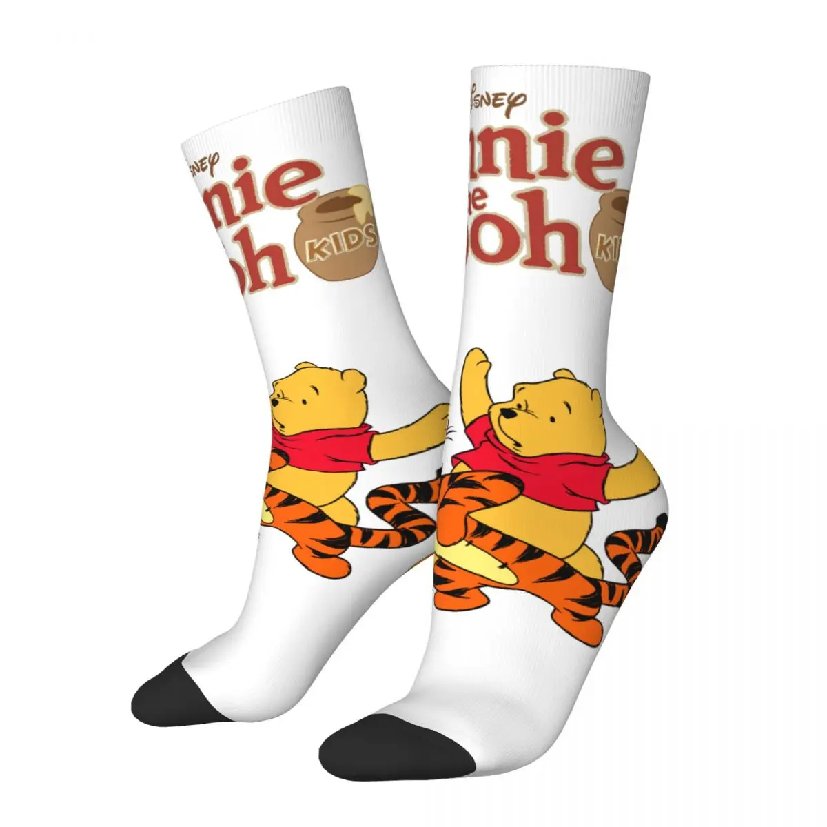 

Funny Happy Men's compression Socks Famous Disney Animation Retro Harajuku Winnie the Pooh Hip Hop Novelty Seamless Crew Crazy