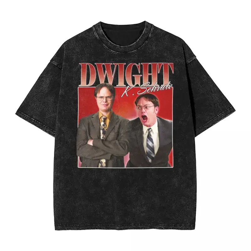 Dwight Schrute The Office Washed T Shirts Hip Hop Vintage T-Shirts Tv Series Tee Shirt Men Women Harajuku Summer