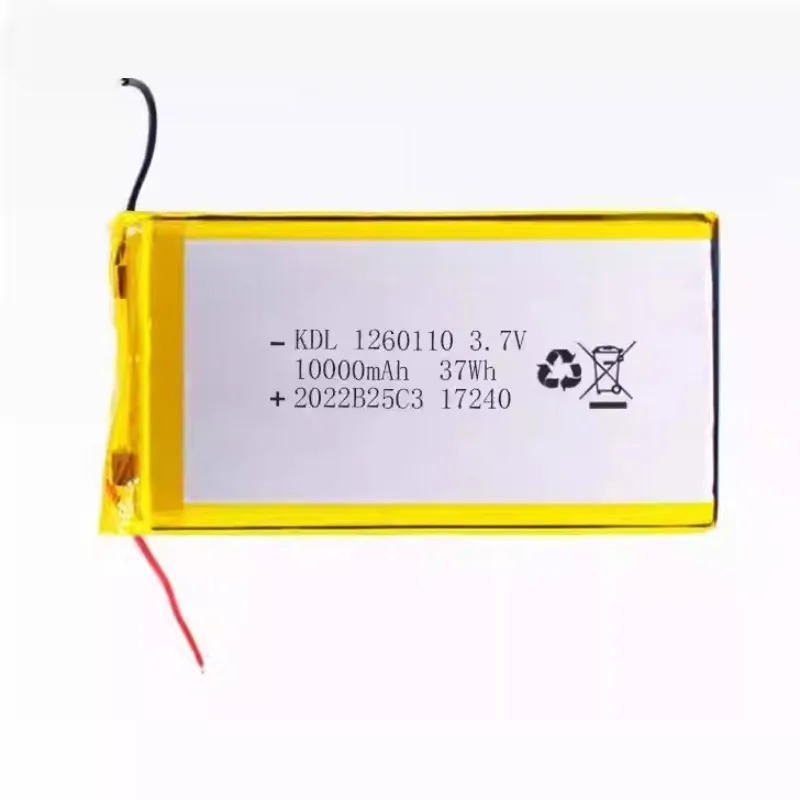 Brandneuer, hochwertiger 1260110 3,7 V 10000 mAh Li-Polymer-Akku für mobile Powerbanks, GPS, DIY, elektronische Geräte, echte Kapazität