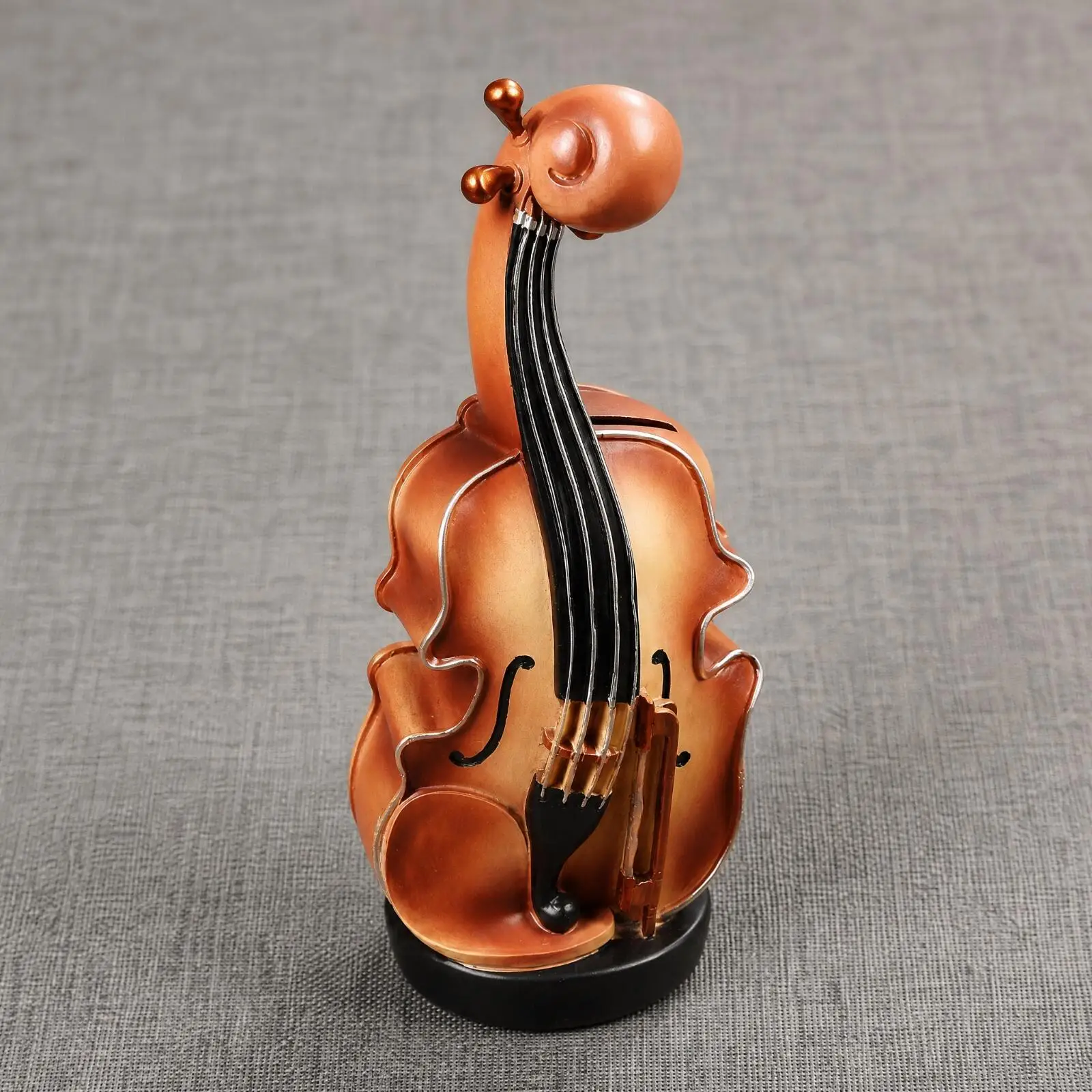 Violin Coin Bank Decorative Resin Savings Organizer with Slot for Loose Change Desk Shelf Decor