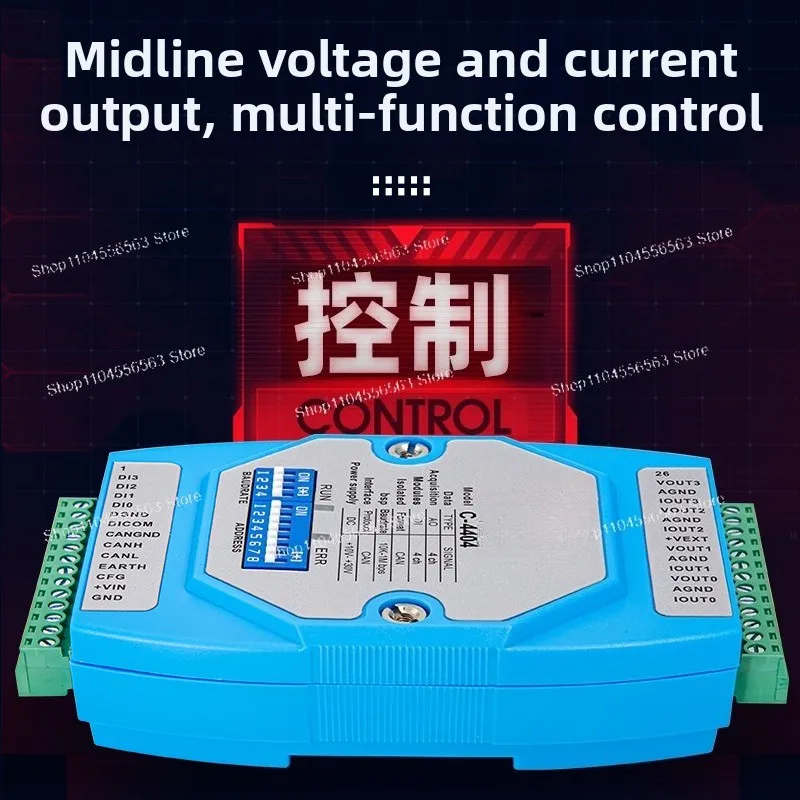 CAN Bus to Analog Output Module, 4-20mA 0-10V with Digital I/O & CANFD
