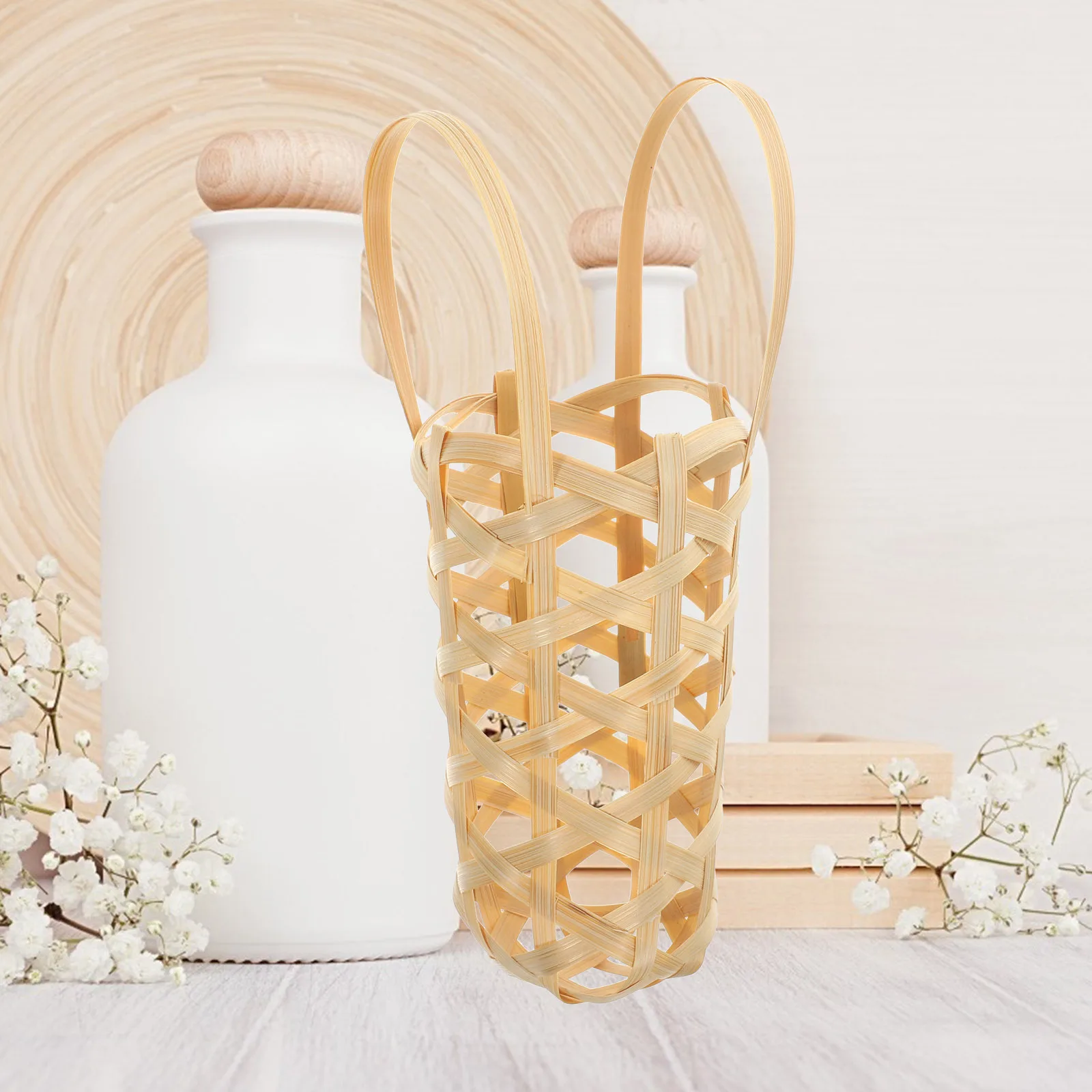 

6Pcs Bamboo Basket Small Woven Storage Organizer Multifunctional Desktop Fruit Snack Holder Portable Basket Portable Egg Baskets