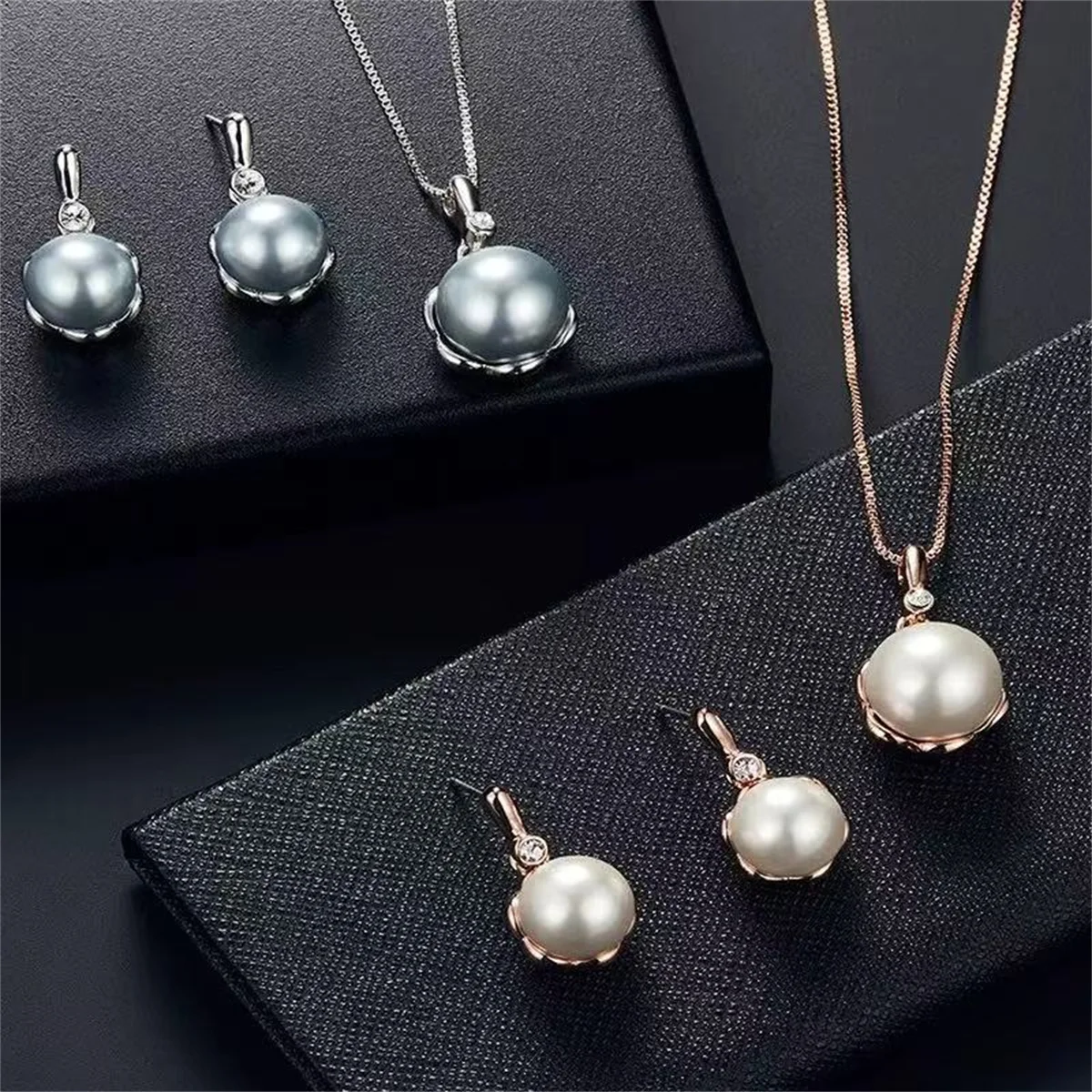 Elegant Lustrous Faux Deep-Sea Pearl Alloy Pendant Necklace&Earring Set Ideal for Daily Wear, Party Perfect Gift for Loved Ones