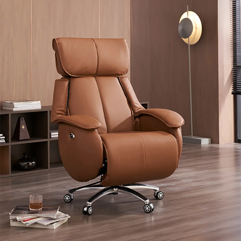 Electric boss chair, leather reclining office chair, comfortable study computer chair, comfortable and long-lasting business