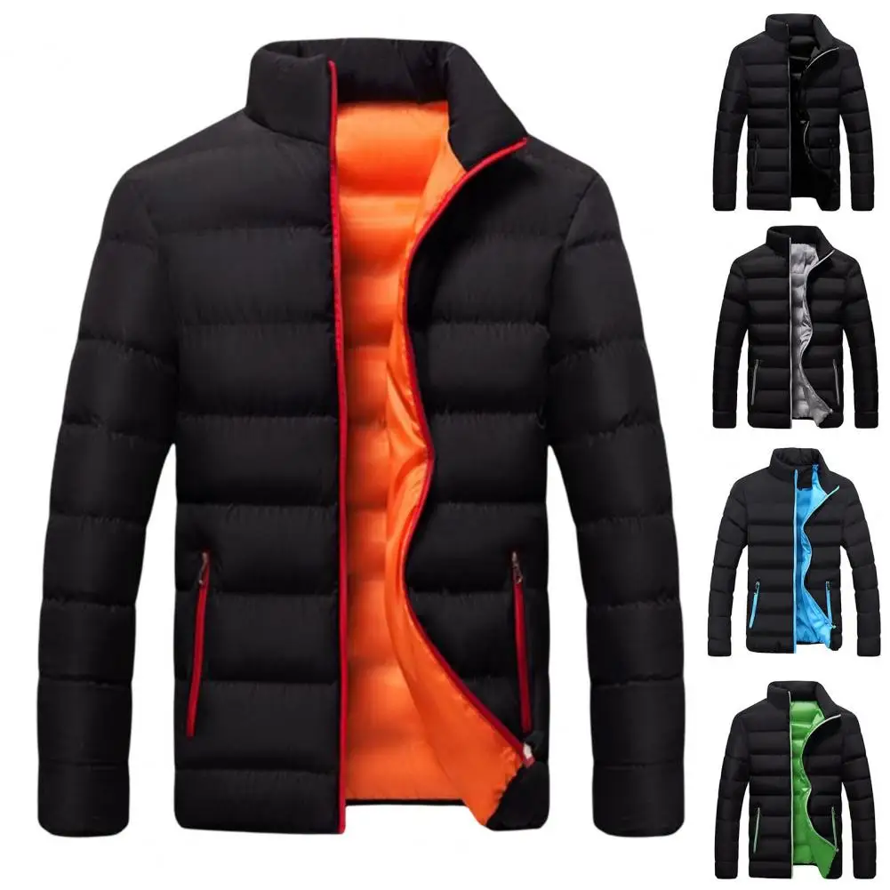 Trendy Men Windbreaker All Match Temperament Men Jacket Thicken Pockets Coat