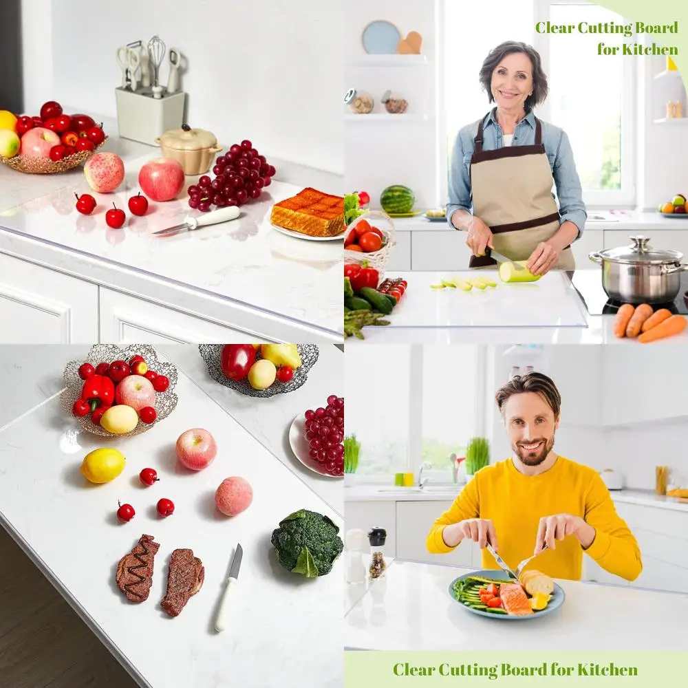

Большая акриловая разделочная доска с губкой, нескользящая, 47x22 дюйма, прозрачная, небьющаяся, защита для кухонной столешницы для дома и