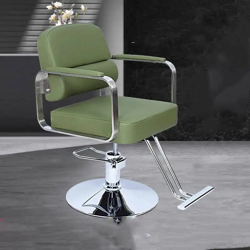 

Luxury Modern Adults Barber Single Chair Folding Vintage Barber Chair Blue Swivel Cadeira De Cabeleireiro Salon Furniture