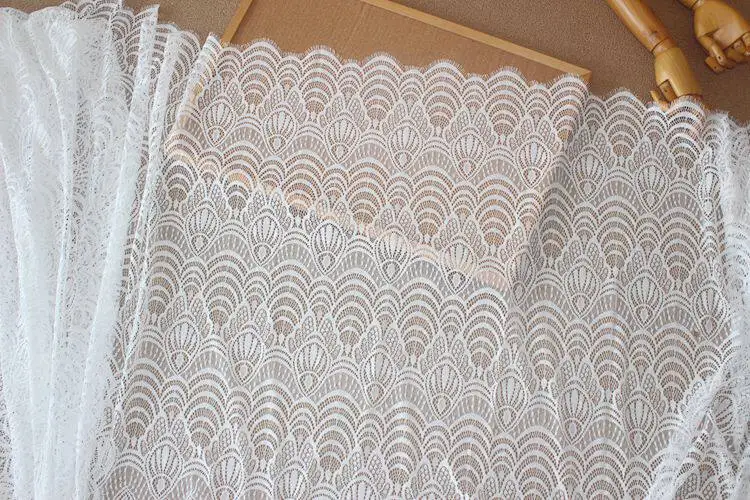 Heavyweight Pressed Yarn Hollowed Eyelash Lace Trim Fabric for DIY Wedding Dresses Cheongsams Dresses and Home Decor Accessories