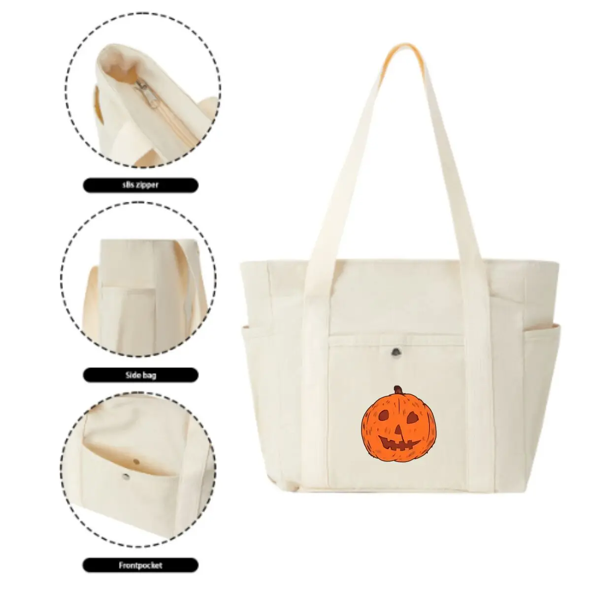 Halloween holiday spooky Fashionable Multi-Pocket Shoulder Bag Spacious Shopping Tote