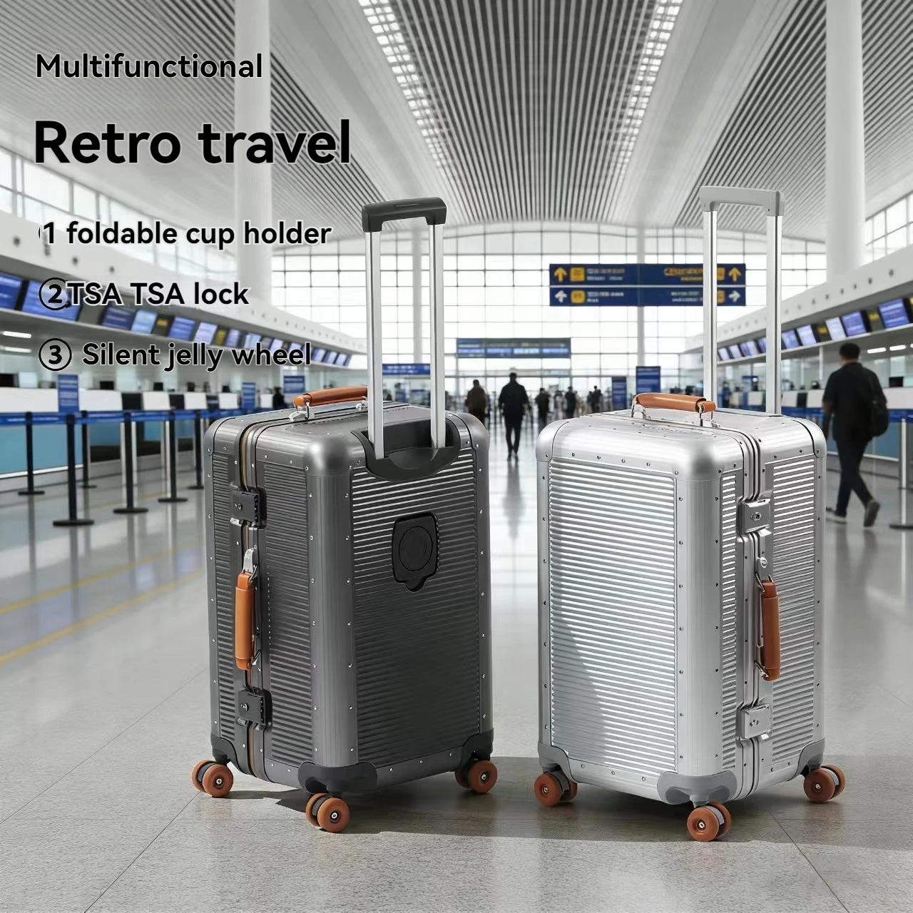 

Hard Shell Retro PC Suitcase with Aluminum Frame – Silent Spinner Wheels, Large Capacity Travel Luggage for Men Women