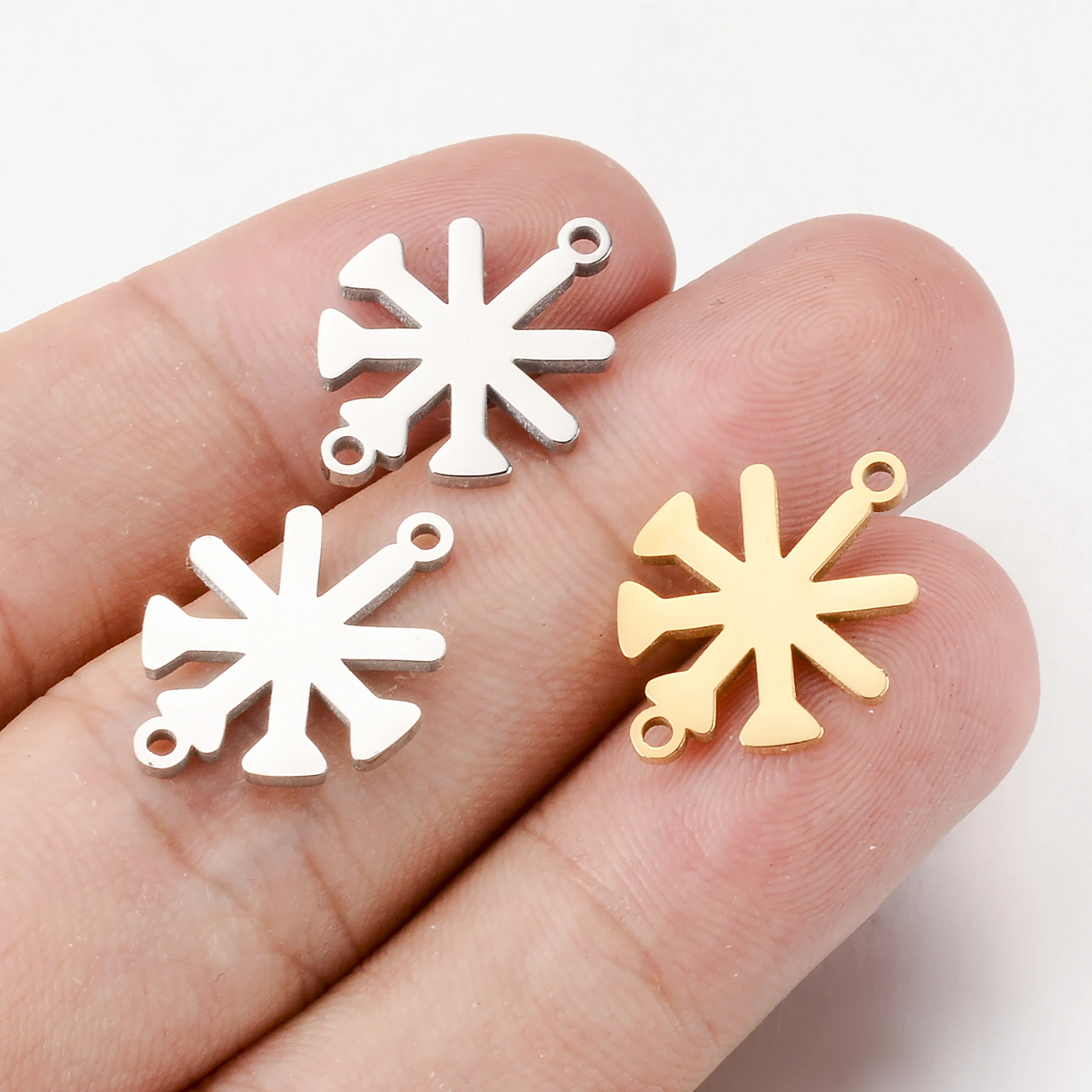 10pcs/lot Metal Stainless Steel Snowflake Snow Flower Connector Charms for DIY Bracelets Necklace Making Jewelry Accessories