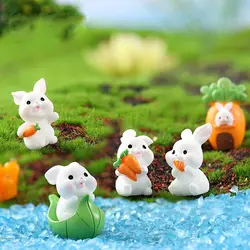 Cute Rabbit Bunny Ornament Resin Home Mini Bunny Miniature Figurines Miniature Landscape Decoration Home Easter Decoration