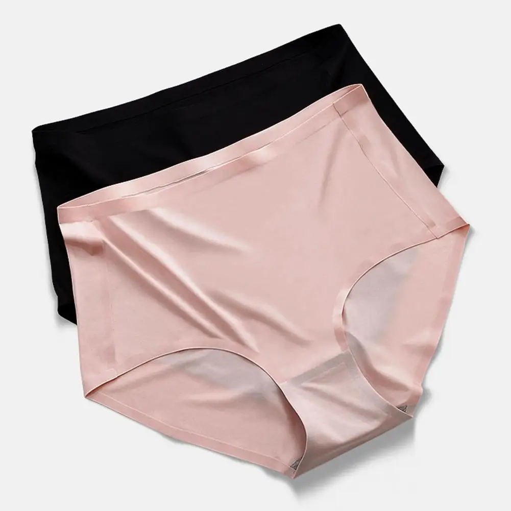 

Women Ice Silk Panties Hip Lifting Tummy Control Cotton Crotch High Waist Briefs Seamless Breathable Underwear Sofe Lingerie
