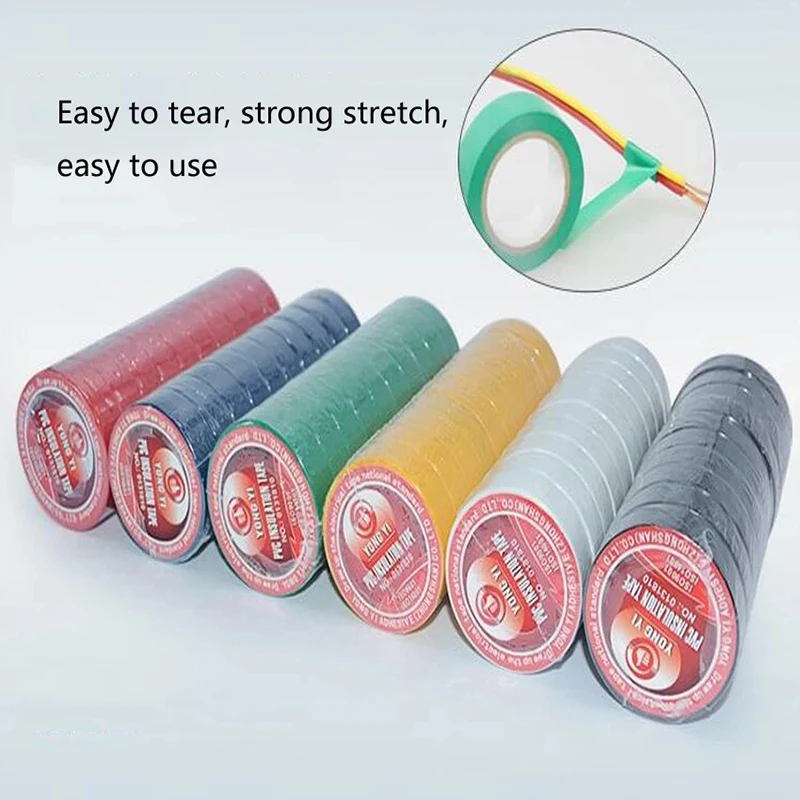 1PC 6 colors 16mm*10y(9.2M) waterproof insulation electrical tape electrical flame retardant PVC tape for Repairing Bonding Tool