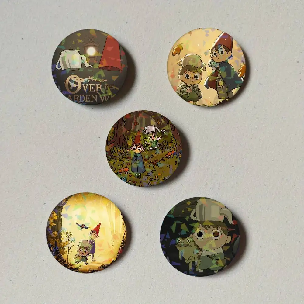 Cartoon O-Over the Garden Wall Laser Button Pins Backpack Clothing Decor Brooch Fiction Badge Jewelry Gifts