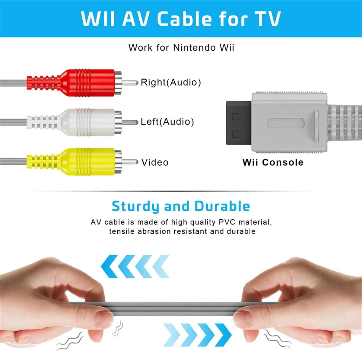 Wired Motion Sensor Bar + AC Power Supply Adapter Cord + Composite Audio Video Cable for US Plug