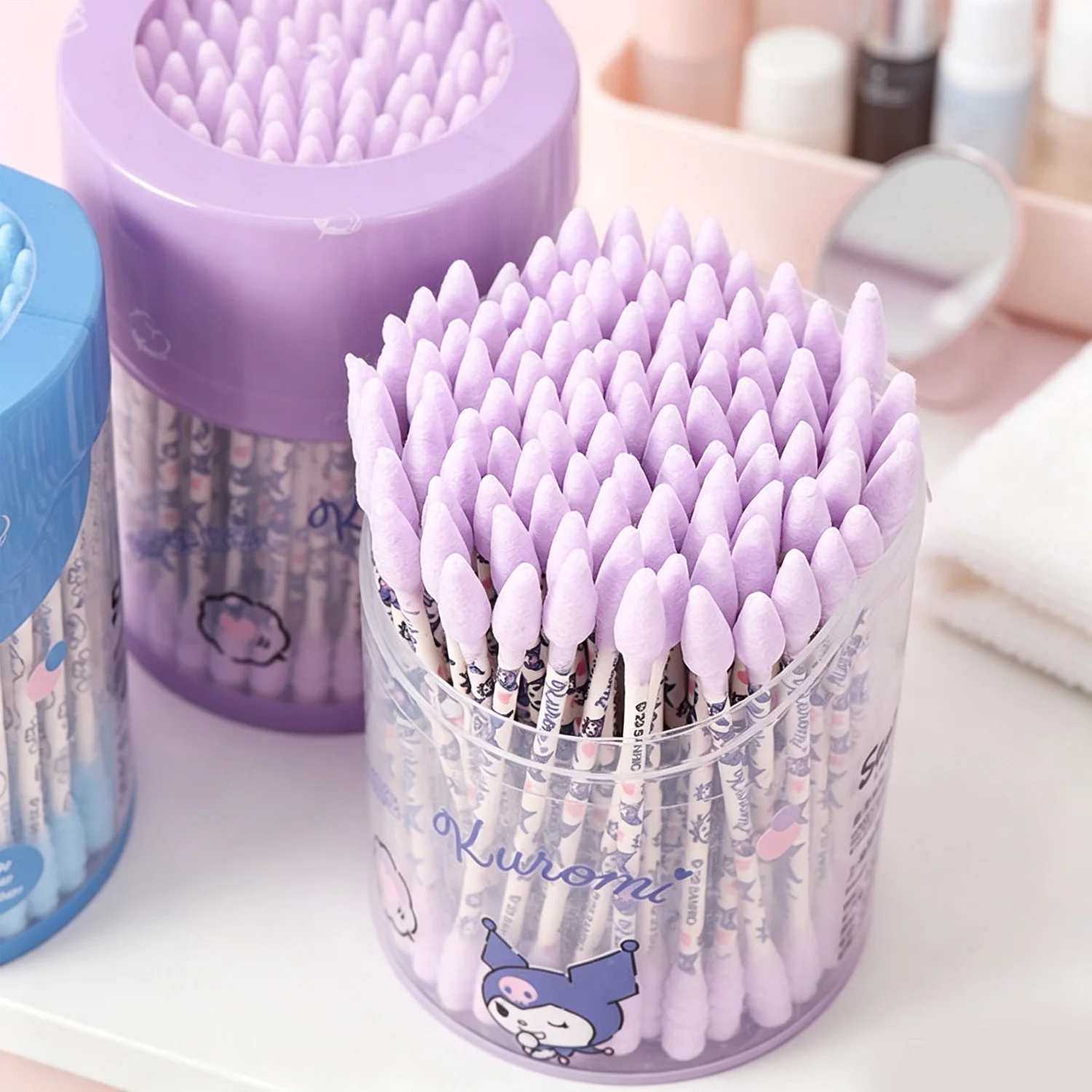 Hello Kitty, Kuromi, Cinnamoroll, My Melody – Baumwollstäbchen mit niedlichem Aufdruck, Papierstäbchen mit Baumwollspitze und Aufbewahrungsbox für die Reinigung von Make-up. – Detail 4