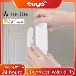 Tuya Matter Thread Door Window Sensor USB Powered Smart Home Door Sensor Detect Alarm Work With HomeKit Alexa Google Home