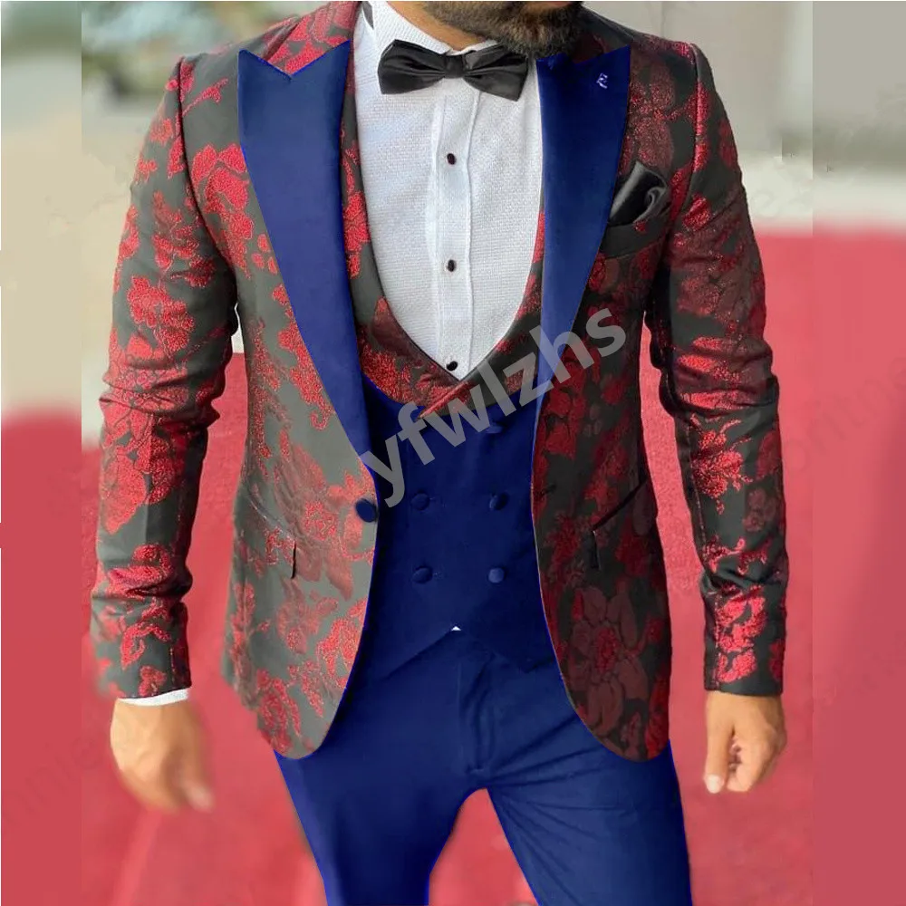 Customizedc Peak Lapel Men's Suit Jacket Blazers Halloween Costume Elegant For  Luxury Man Suit's For Wedding Three Piece Set 2