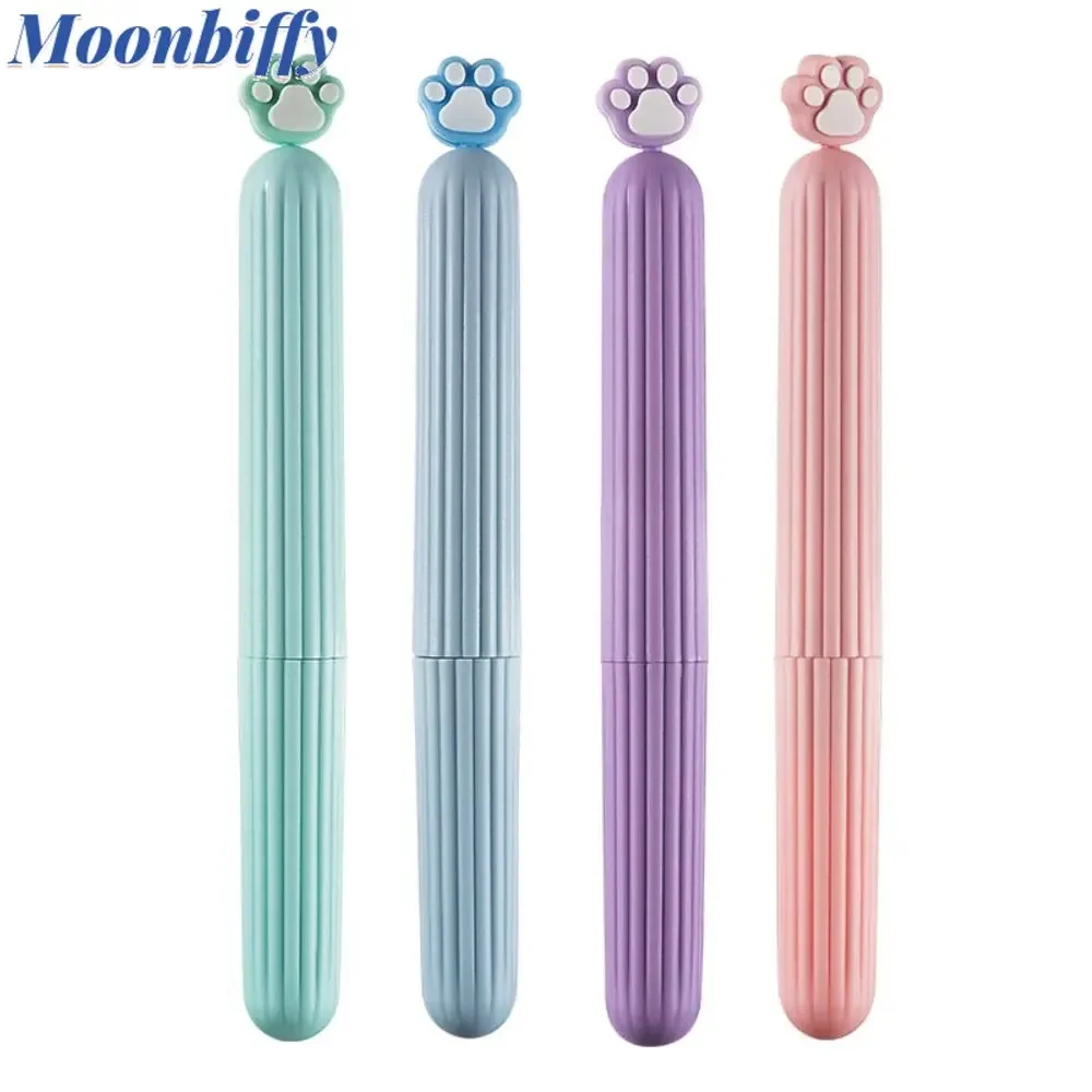 1 Pc Portable Cat Claw Macaron Color Cartoon Pen Comb Suitable for Domitory Travel Comb with Lid Girls Comb Women's Hair Brush