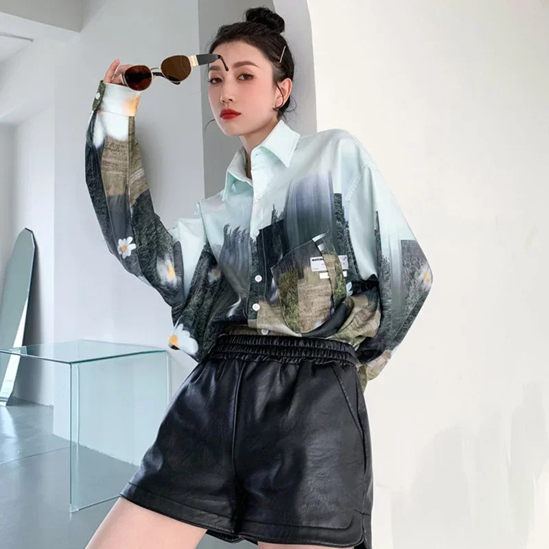 女性のためのエレガントなプリントブラウス,ファッショナブルなトップス,新しい