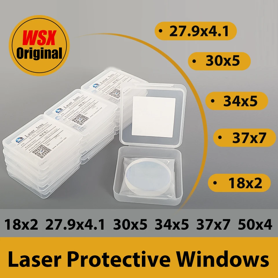 

WSX Original Quartz Protective Lens for Laser Cutting Machine 18x2 20x2 30x5 30x7 50x4 Fiber Machine Parts Laser Protection