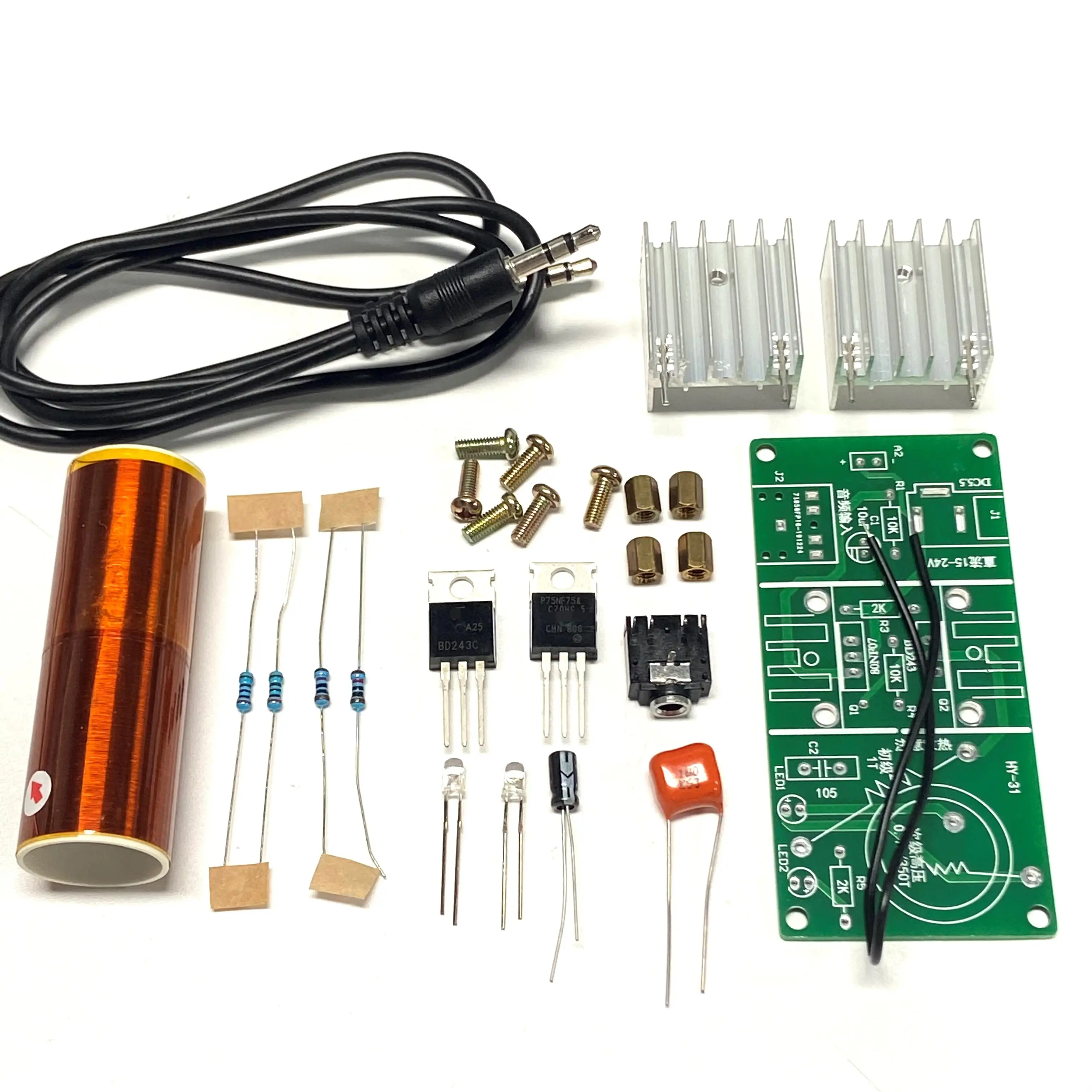 DIY 15W Mini Music Tesla Coil Kit Mini Music Tesla Coil Plasma Speaker Tesla Wireless Transmission DC 15-24V