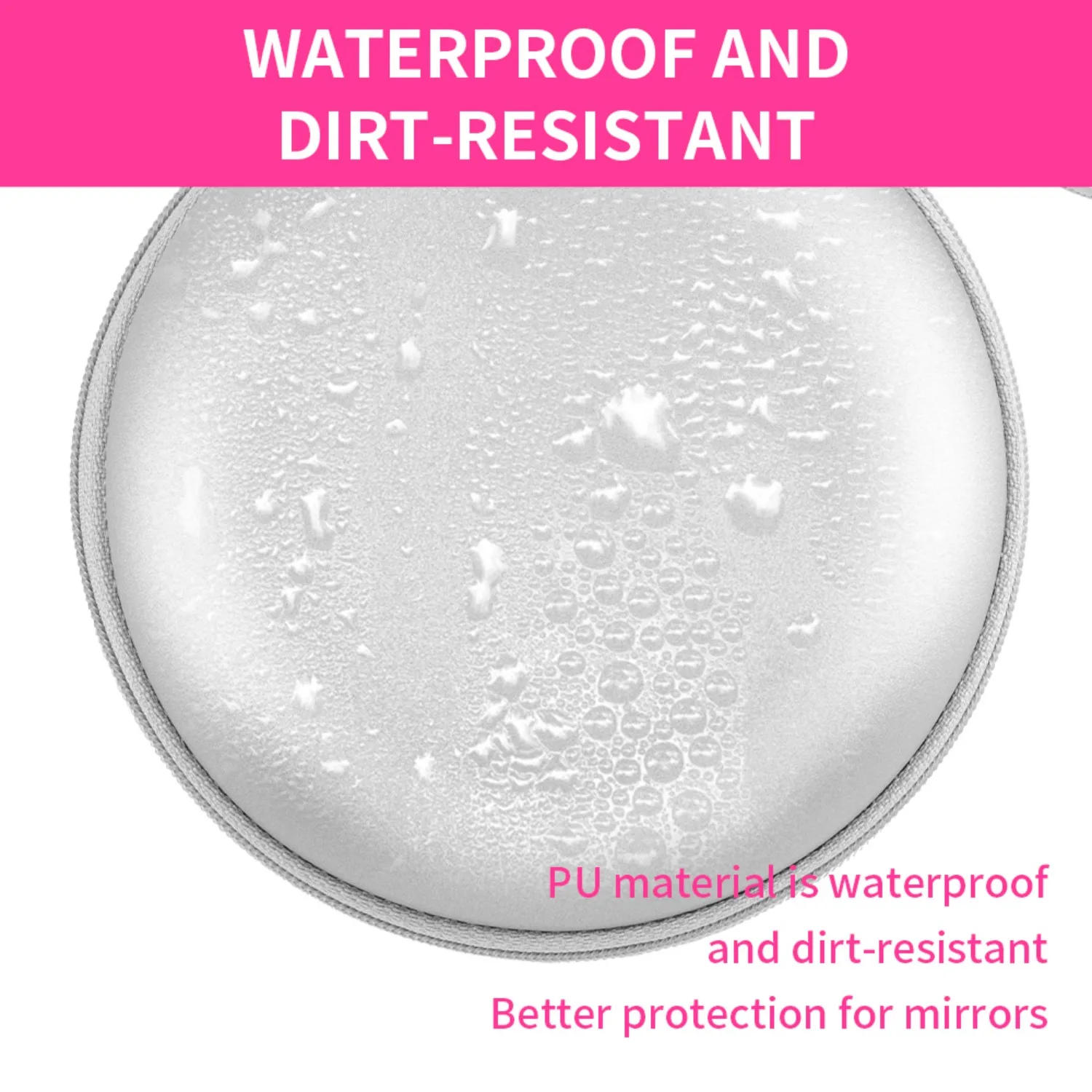 Portable Leather Makeup Mirror - Touch Dimming, Built-In Lipstick Storage, Rechargeable with Hanging Strap