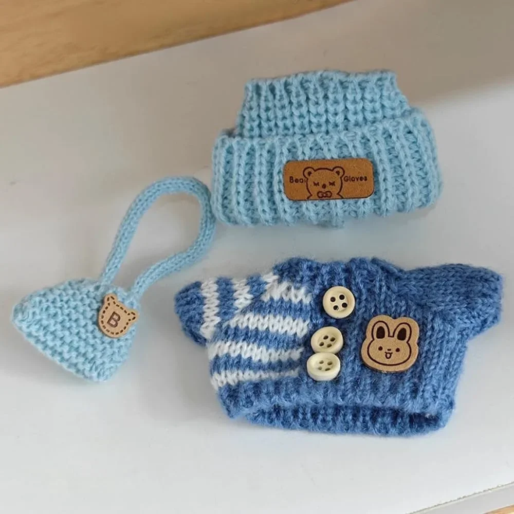 Vestiti per bambole per Labubu Outfit V1 V2 V3 17 cm Bambole Sedute Accessori Occhiali Designer di abbigliamento Regalo per bambini Maglione Cappello Set di borse
