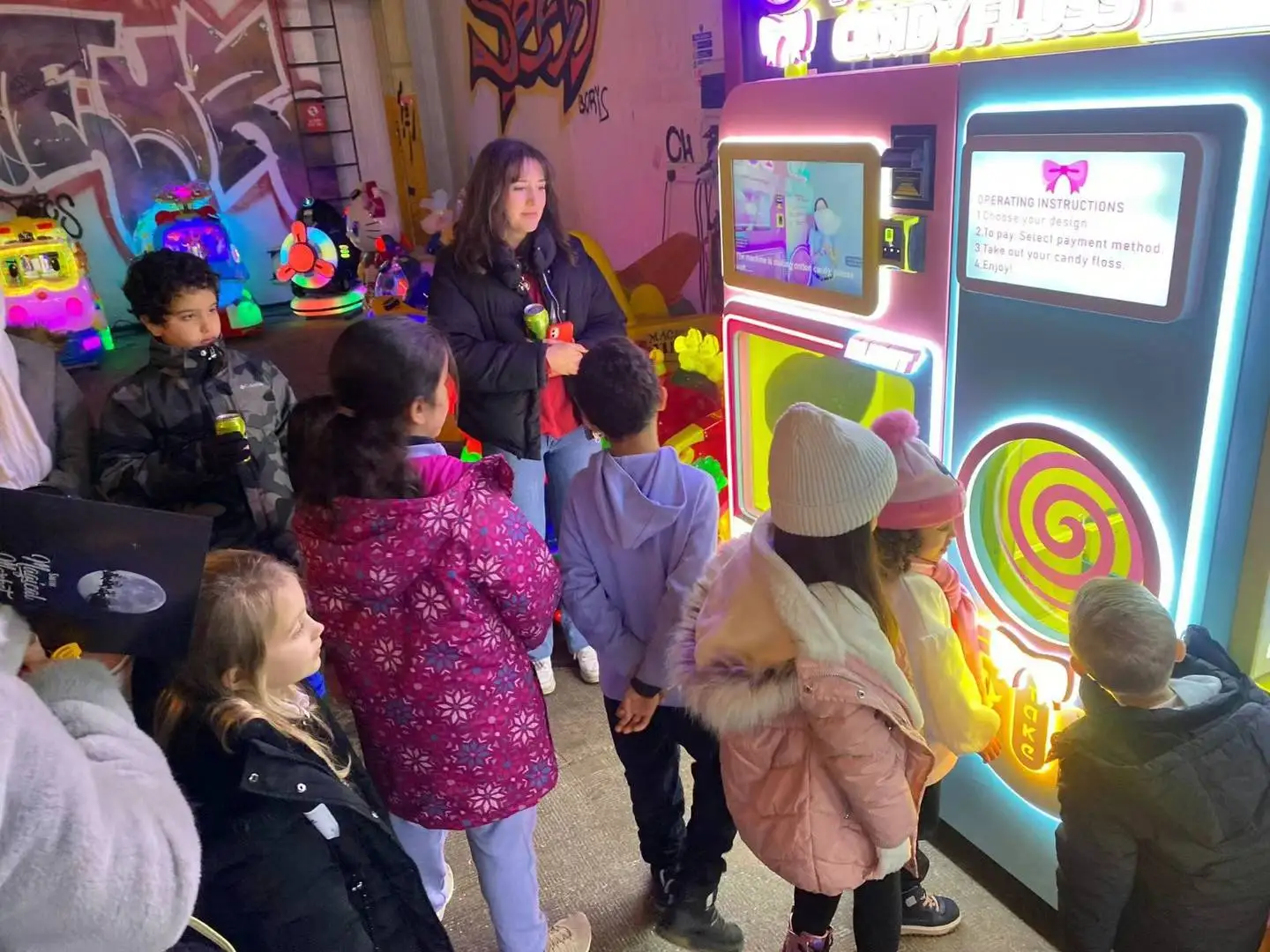 All Day Operation Fully Automatic Cotton Candy Machine Commercial Vending Floss Maker Robust Motor & Cooling System