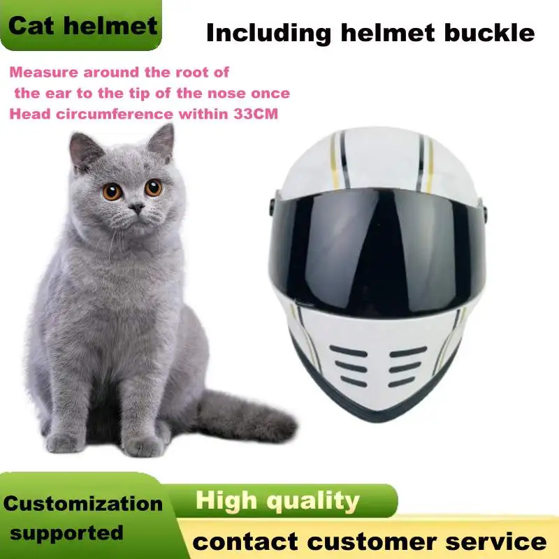 

Cat Motorcycle Helmet Hat ABS Material, White Racing Design with "7" Lightweight Durable Cat Doggie Puppy Kitten Accessorie