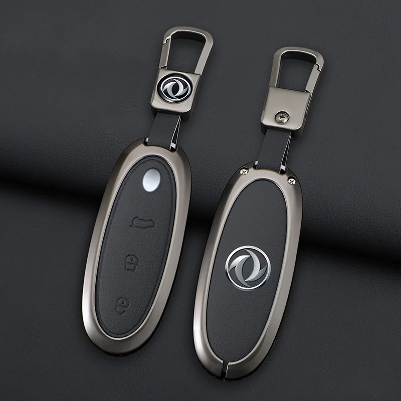 3 Buttons Zinc Alloy + Leather Car Key Case Cover Shell Skin Holder For 2024 Dongfeng NAMMI 01 new Energy Remote Key Protection