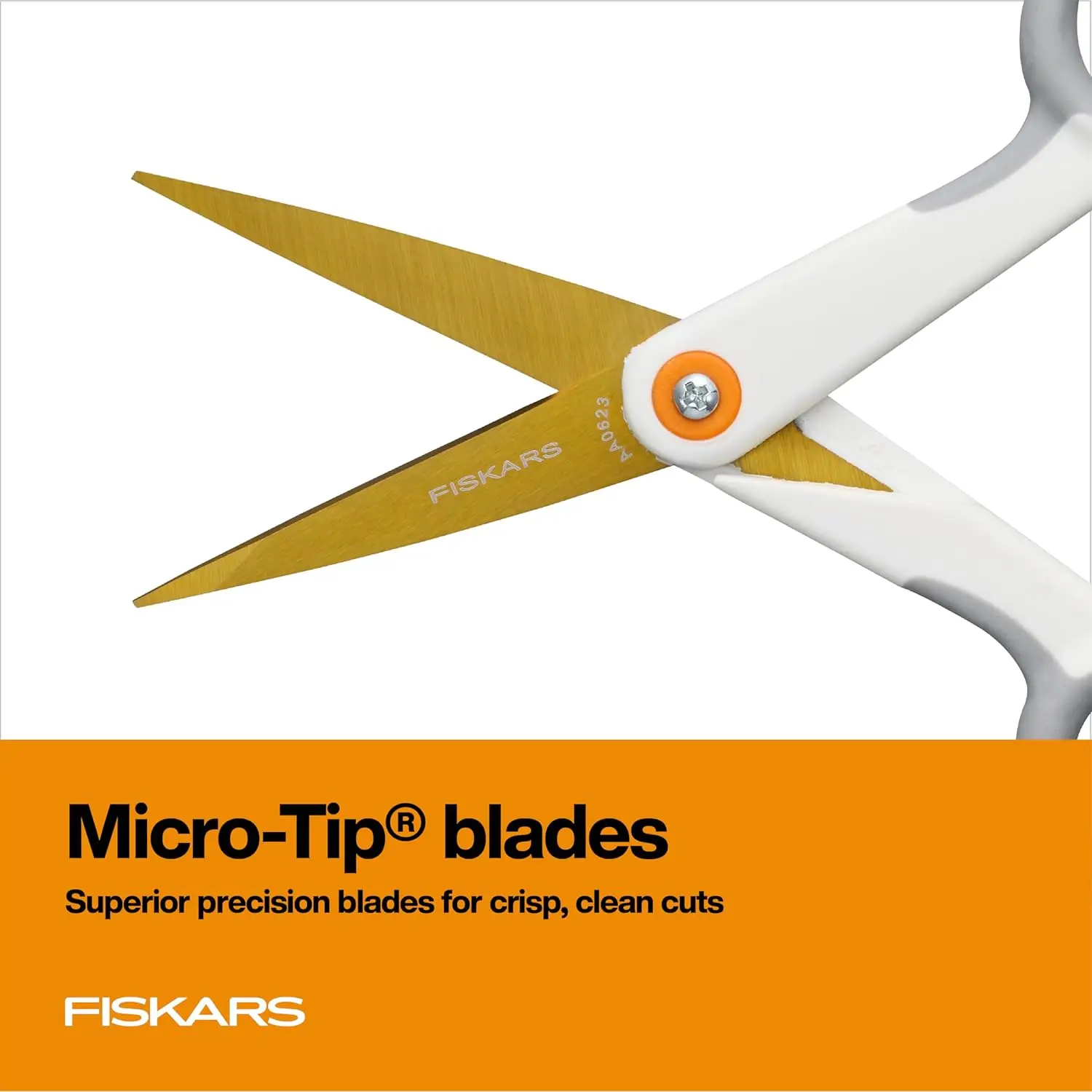 Micro-Tip Scissors, Precision Cutting Shears, Titanium Blades & SoftGrip Handle for Intricate Cuts, 5”, White/Gray