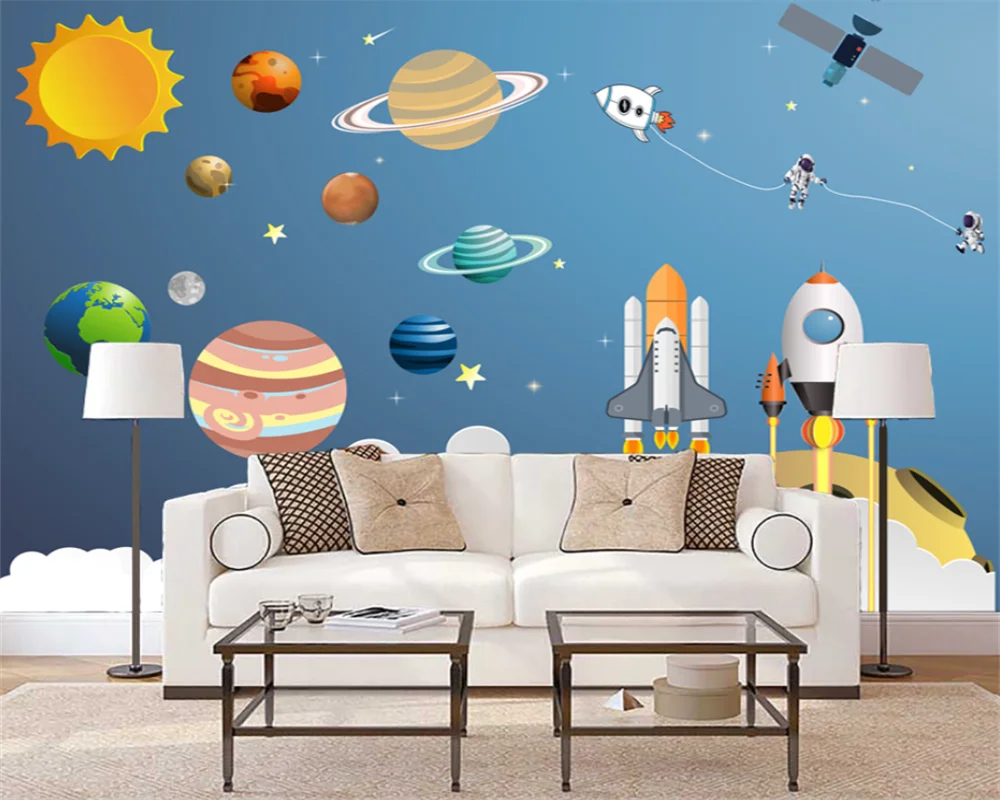 

beibehang Customized new cosmic planet children's room space boy room bedroom background papel de parede wallpaper