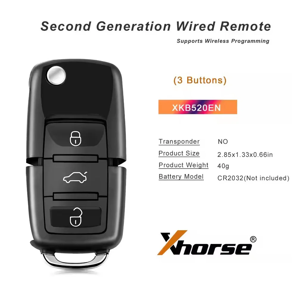 

5PCS Xhorse XKB520EN Second Generation Replaced of XKB501EN Wire Remote Key 3 Buttons for Volkswagen B5