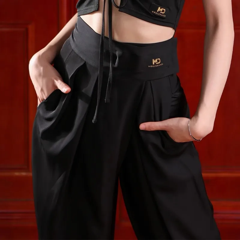 سراويل الرقص اللاتينية المخصصة ملابس نسائية للبالغين ملابس الرقص الحديثة الراقية سراويل التدريب عالية الخصر فستان قاعة الرقص