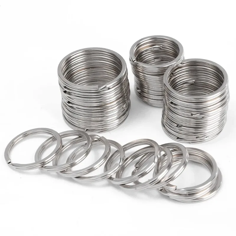 10/100pcs Stainless Steel Key Rings Sliver Round Flat Line Split Rings Keyring for Jewelry Making Keychain DIY Findings 20-35mm