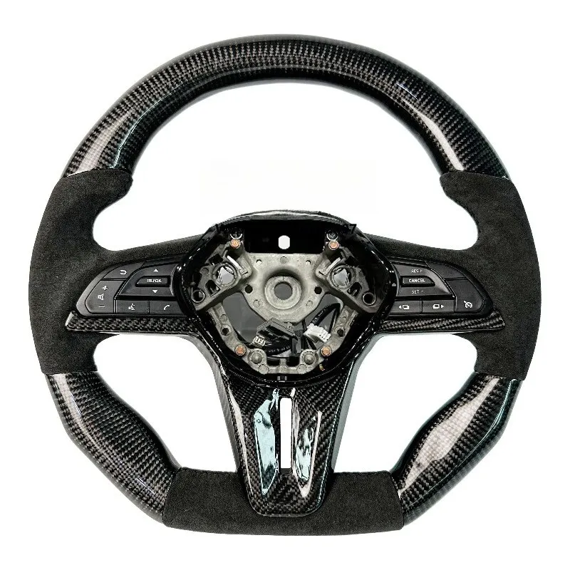 For GT-R R35 2015 2017 2019 2020 2022 2024 Black Carbon Fiber Steering Wheel with Car Accessories Customizable