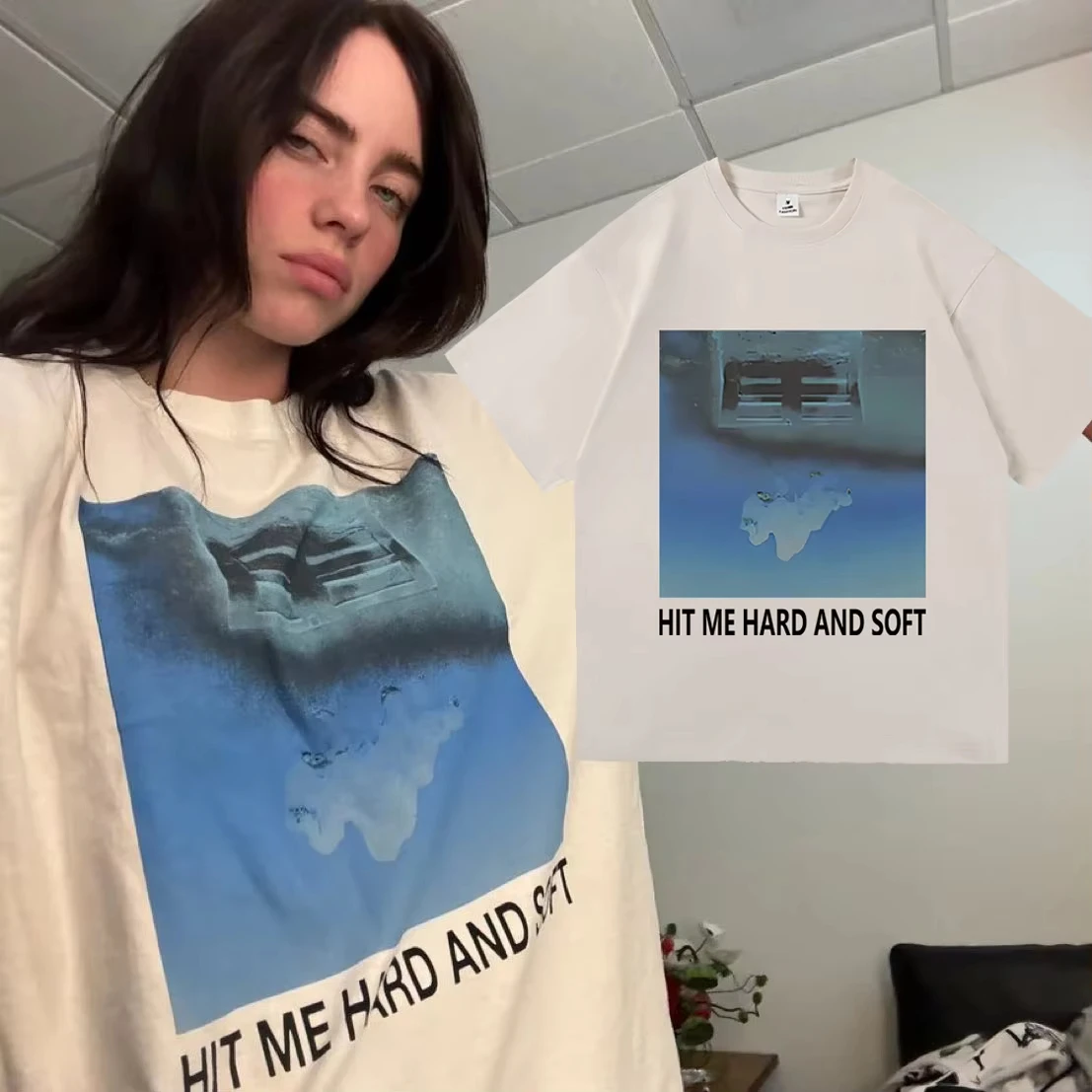 

Футболка Hit Me Hard and Soft Album, модная мужская/женская футболка Harajuku Lunch, унисекс, высококачественные винтажные хлопковые футболки