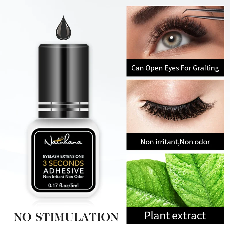 NATUHANA 5 ml Wimpernkleber, professionell, 0,5 S, schnell trocknender Wimpernkleber, langlebiger Kleber für die Wimpernverlängerung