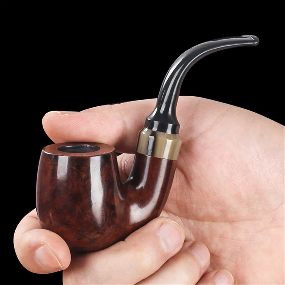 Large Curved Mouth 9mm Filter Flue Bruyere Wood Pipe For Cut Tobacco Retro Gentleman Handmade Smoking Pipe Gift With Accessory