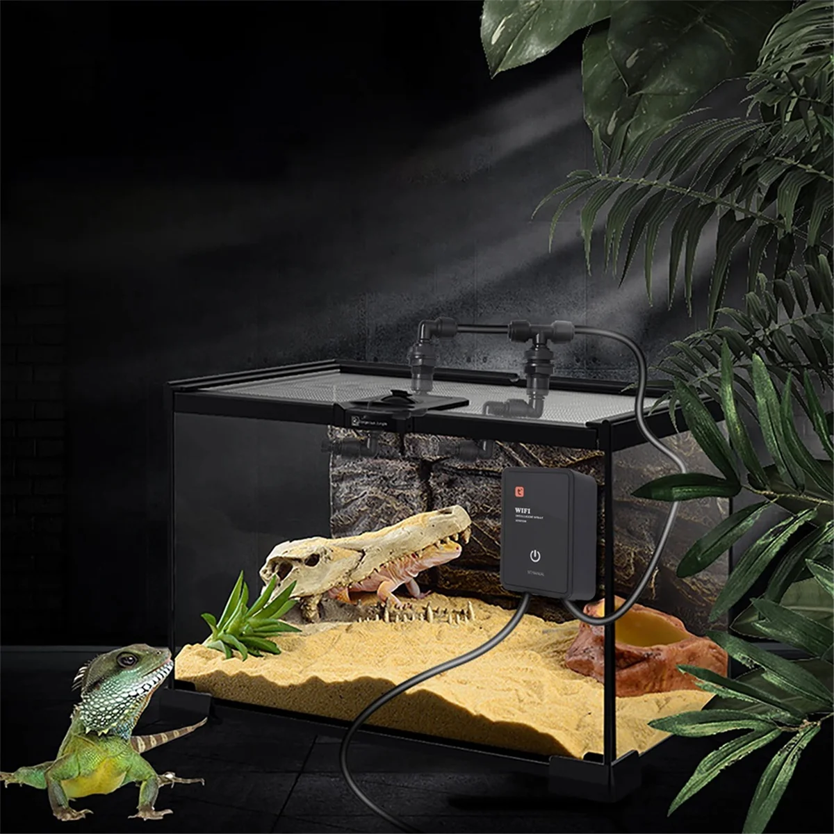 Nebulizador inteligente para reptiles, terrarios, humidificador, temporizador electrónico, Kit de sistema de pulverización de selva tropical de niebla automática (enchufe del Reino Unido)