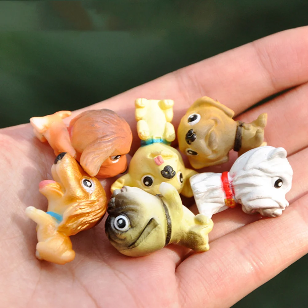 12 Pcs Micro Landscape Puppy Animals Miniature Figures Tiny Dog Ornament Figurines Statue Indoor Cute