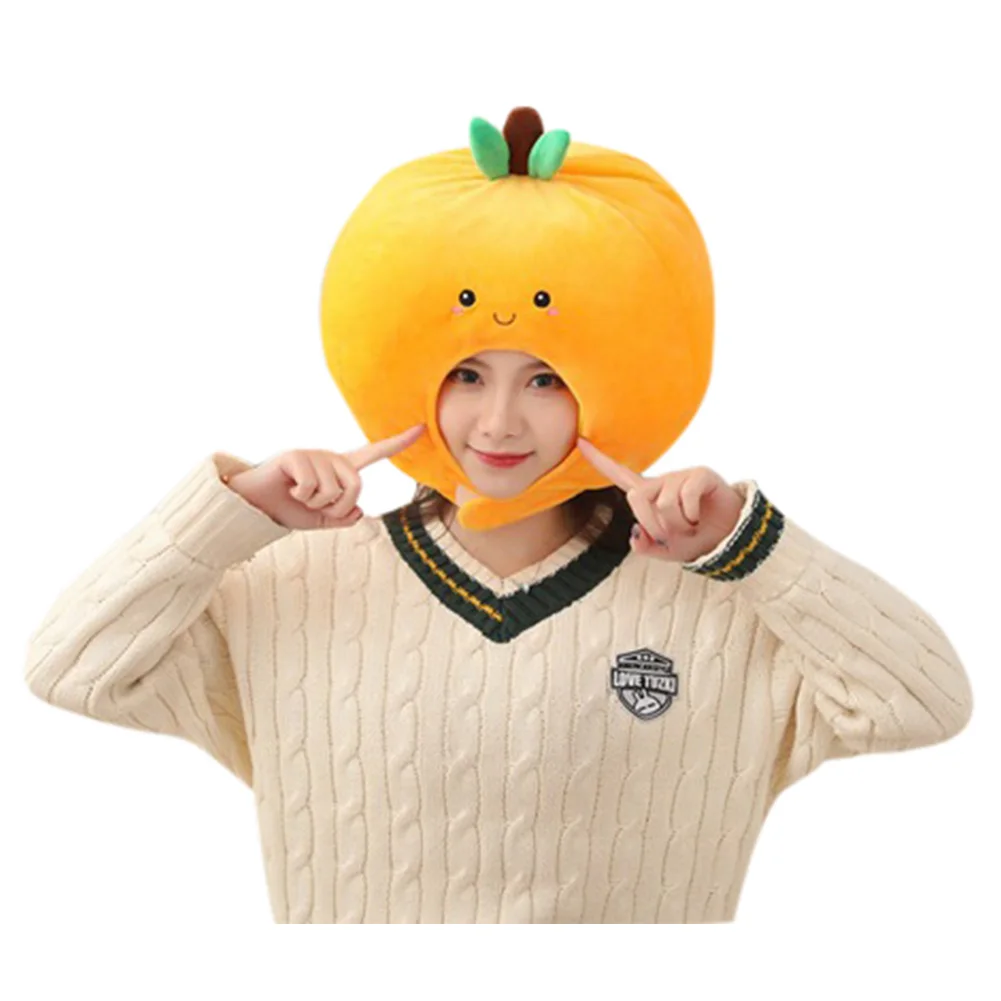 Cute Orange shape Hats Headgear Soft Fruit Design Funny Cartoon Costume Headgear for Gift Photography Prop