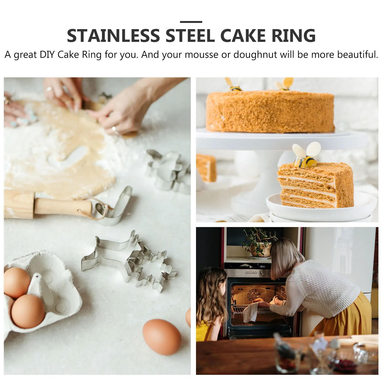 

6 Pcs Stainless Steel Cake Rings Round Molds for Baking Non Stick Circle Cookie Cutters Pancake Tools Kitchen Supplies