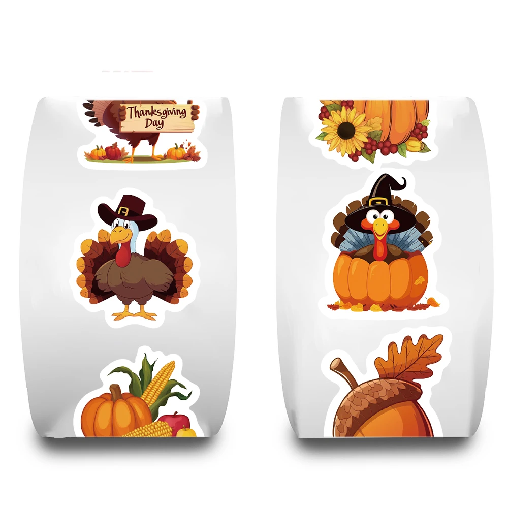 500 قطعة عيد الشكر تجعيد الشعر ملصقات الختم DIY بها بنفسك تركيا الكرتون Photocard Kawaii جيدة الحصاد Waterproo مذكرات سجل القصاصات ملصق ﻿