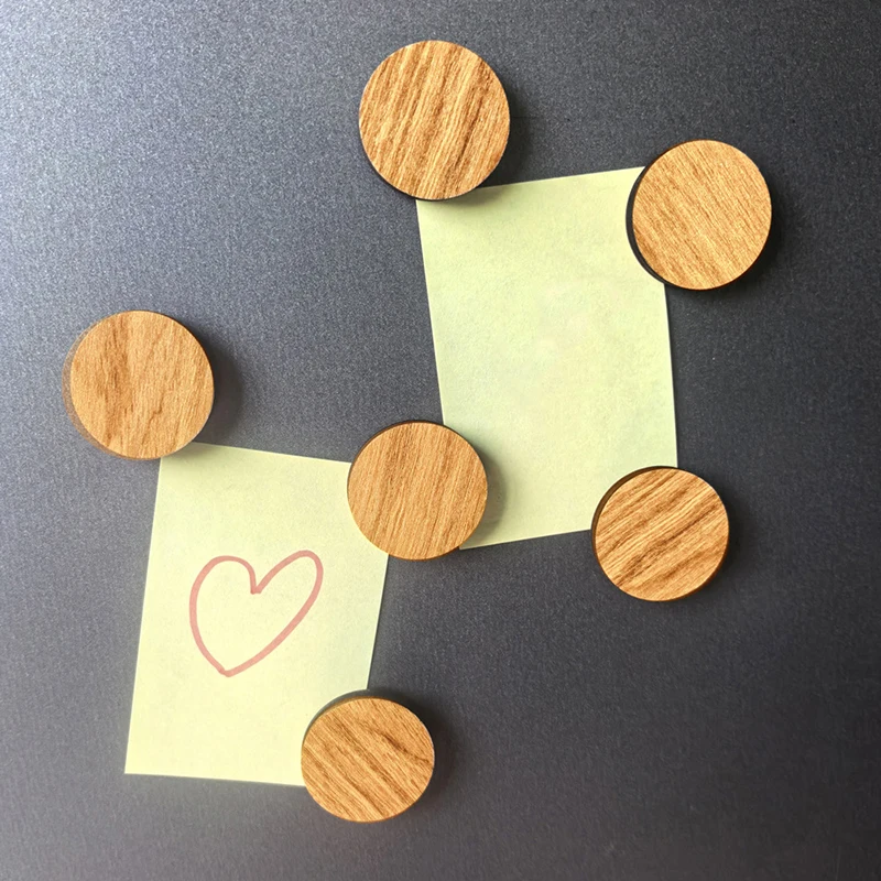 6pcs Wood Blank Fridge Magnets Magnetic Decoration Round/Heart/Square DIY Crafts Wood Slice Tags Kitchen Office Decorative