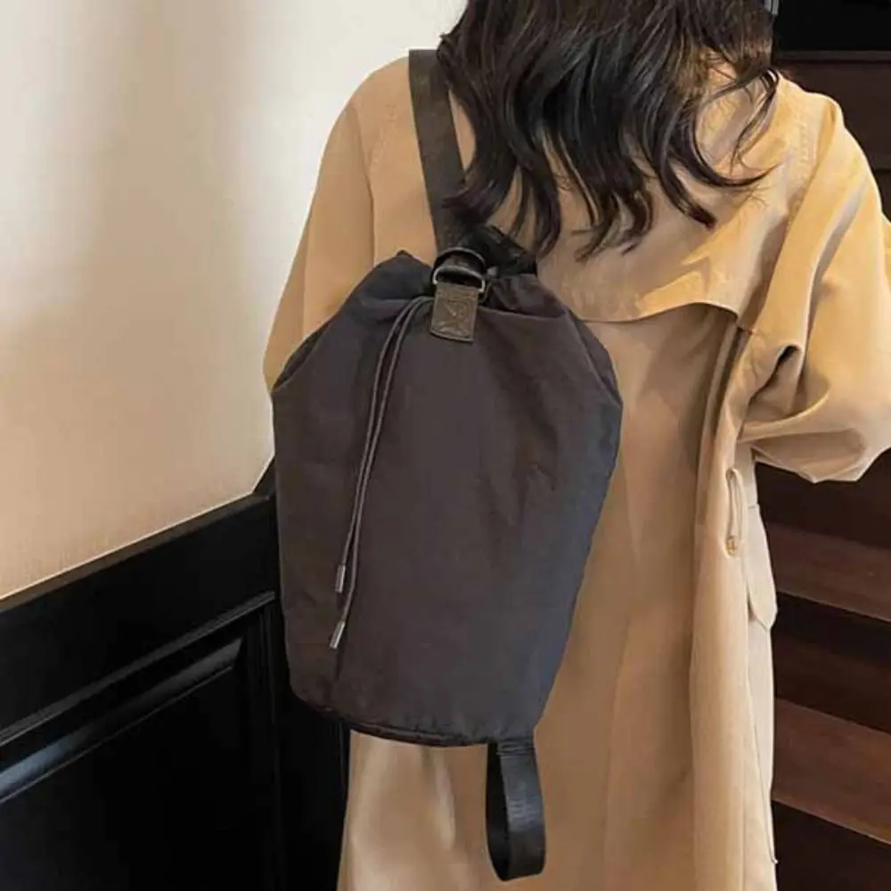 

Large Capacity Sport Racket Storage Backpack Lightweight Nylon Fitness Shoulder Bag Solid Color Tote Bag Drawstring Fitness Bag