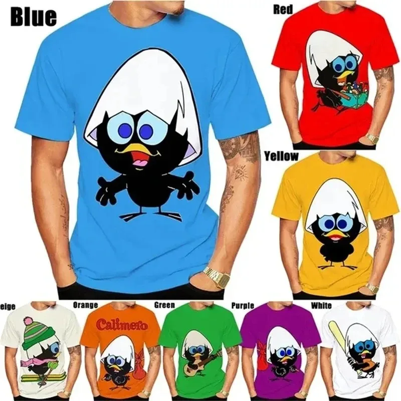 2024  Anime Calimero Graphic T Shirts Cute Little Black Chicken 3D Print T Shirt For Men Clothes Casual Kids T-Shirt Women Top