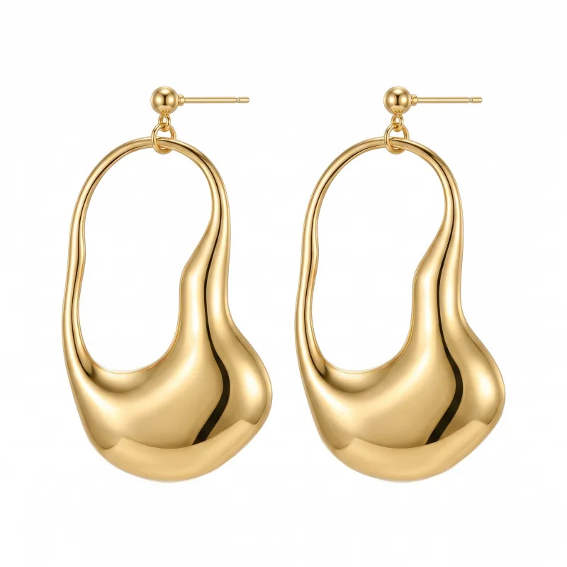 Cross-border hot-selling geometric earrings, stainless steel 18k gold non-fading earrings, women's high-end accessories earrings